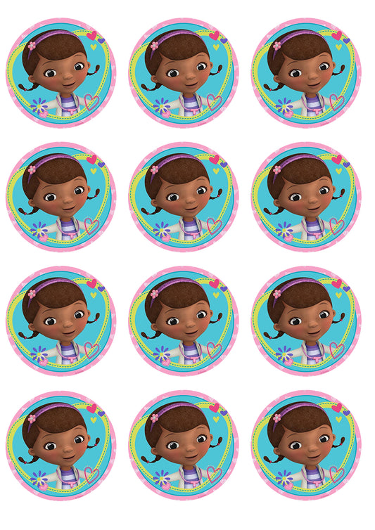 Doc McStuffins Flowers Hearts Edible Cupcake Topper Images ABPID14785