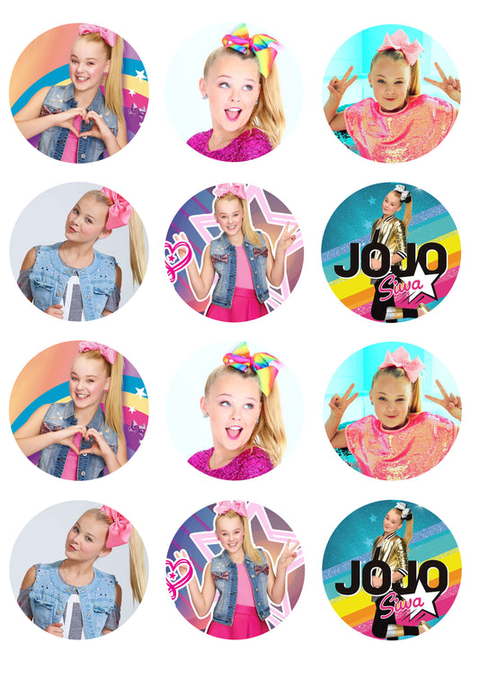 Jojo Siwa Peace Signs Heart Signs Edible Cupcake Topper Images ABPID14794