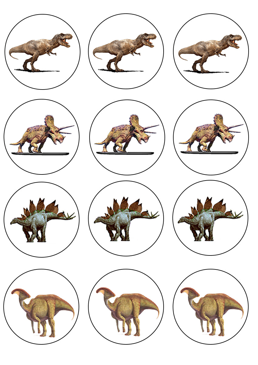 Dinosaurs Tyrannosaurus Rex Triceratops Stegosaurus Edible Cupcake Topper Images ABPID14798