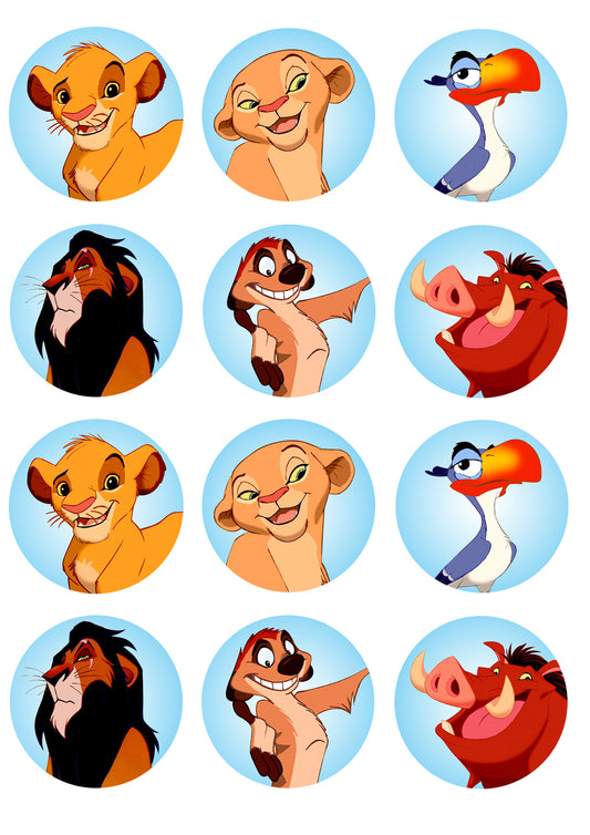 Disney The Lion King Simba Nala Scar Pumba Timone Zazu Edible Cupcake Topper Images ABPID14799