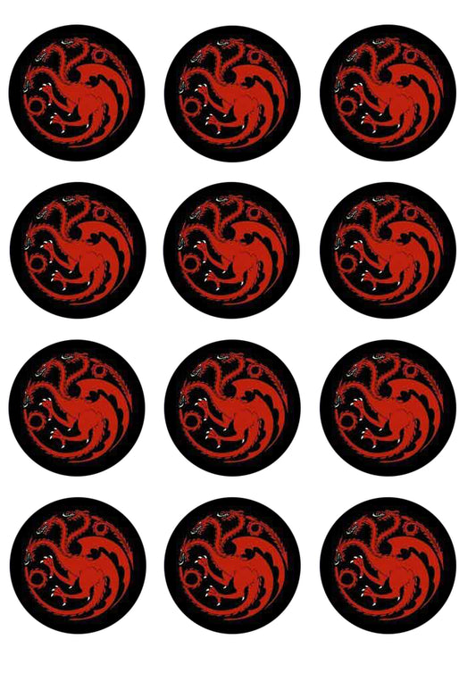 Game of Thrones Targaryen House Emblem Edible Cupcake Topper Images ABPID14809