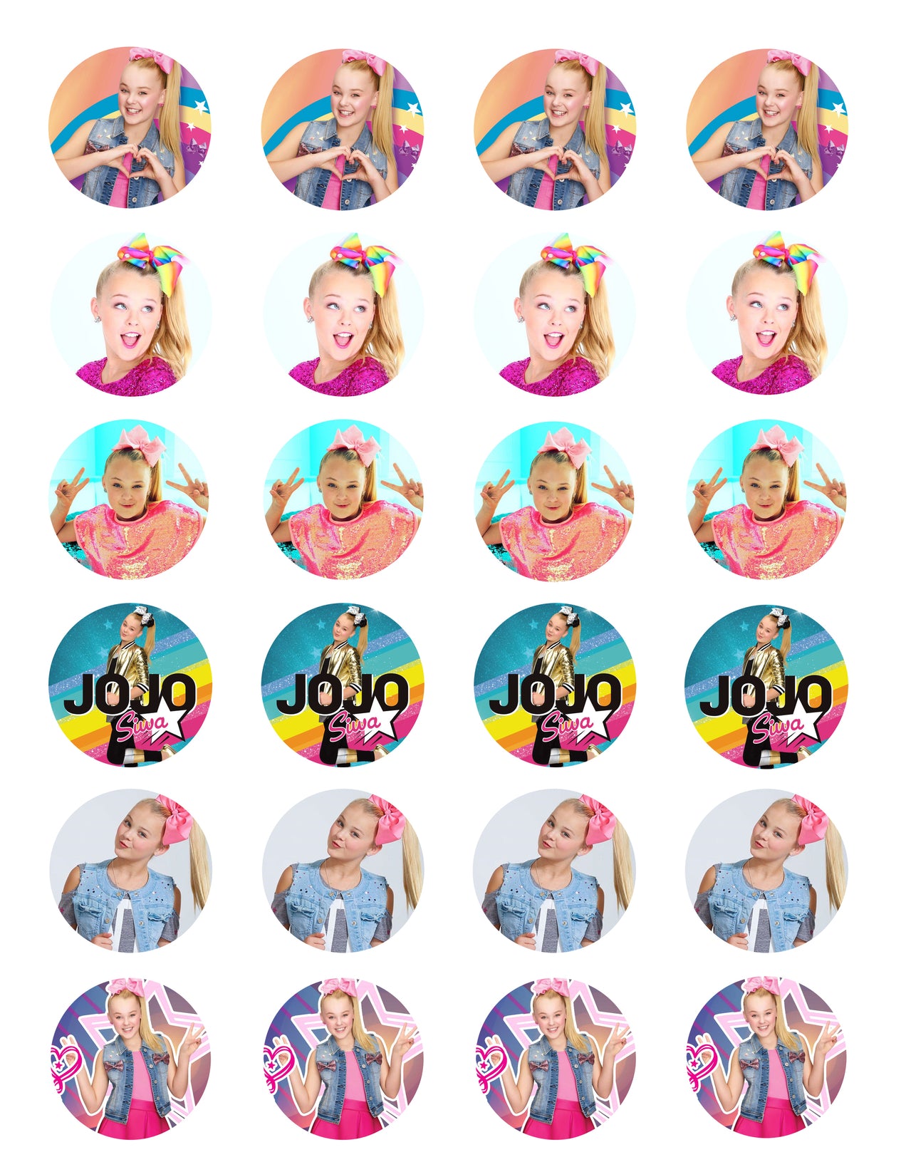 Jojo Siwa Peace Signs Heart Signs Rainbow Background Edible Cupcake Topper Images ABPID14853