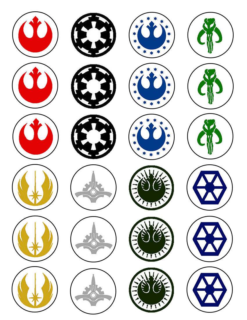 Star Wars Symbols Targentus Rebel Alliance Jedi Symbol Empire Symbol Imperial Symbol Edible Cupcake Topper Images ABPID14877