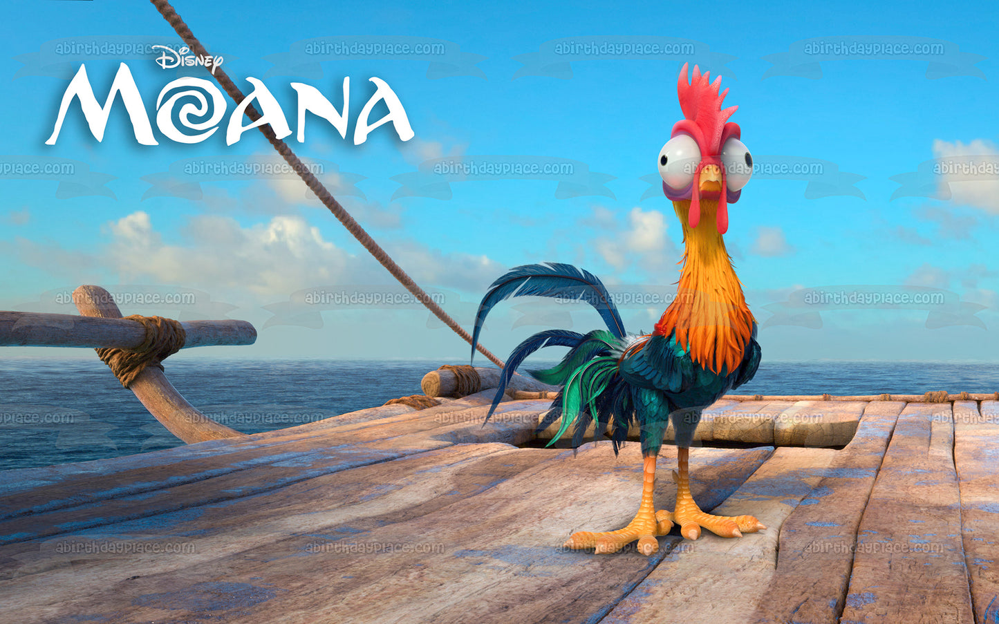 Decoración comestible para tarta con diseño de gallo Heihei de Moana de Disney, imagen ABPID15000 