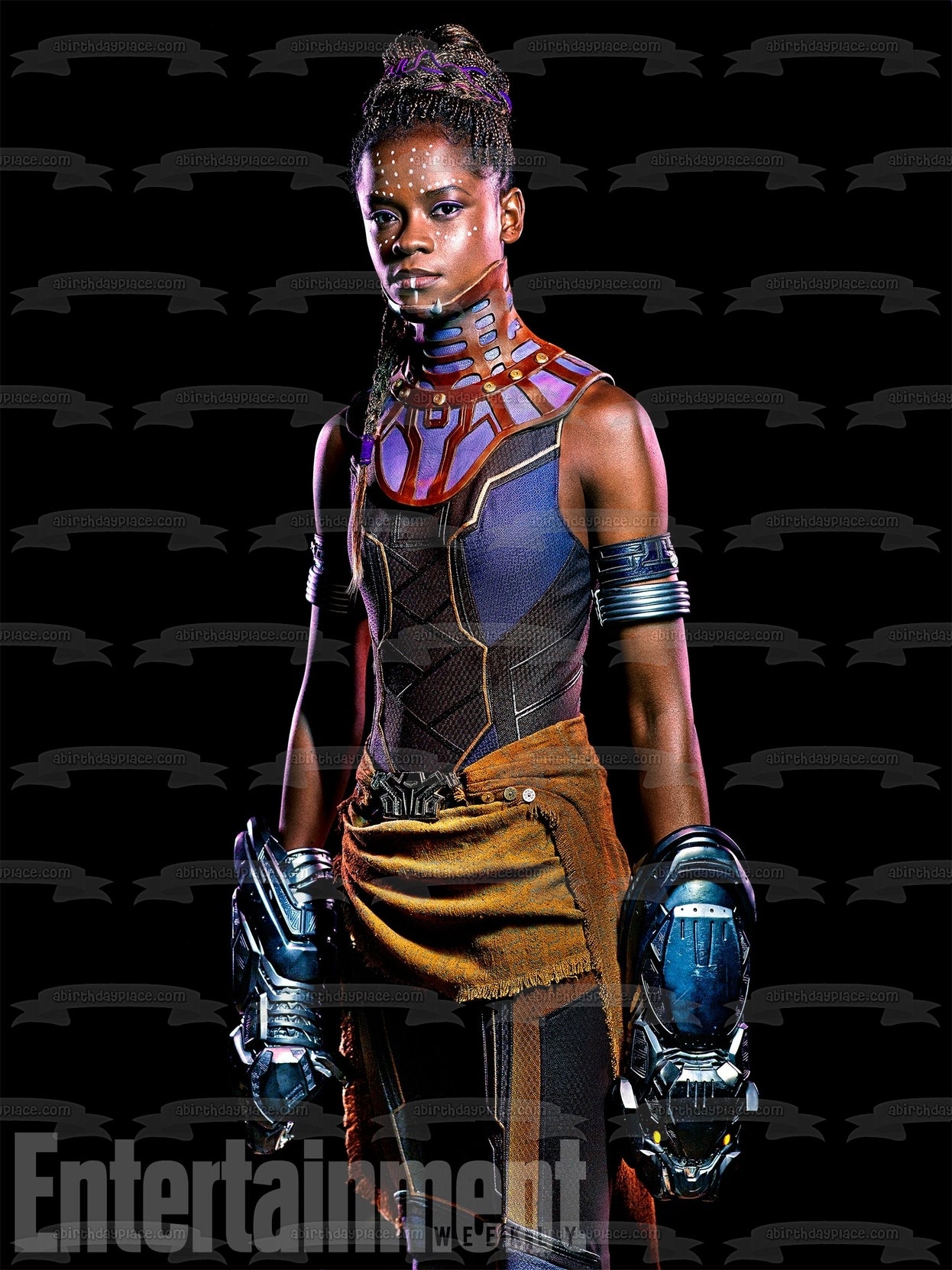 Black Panther Shuri Black Background Edible Cake Topper Image ABPID15068