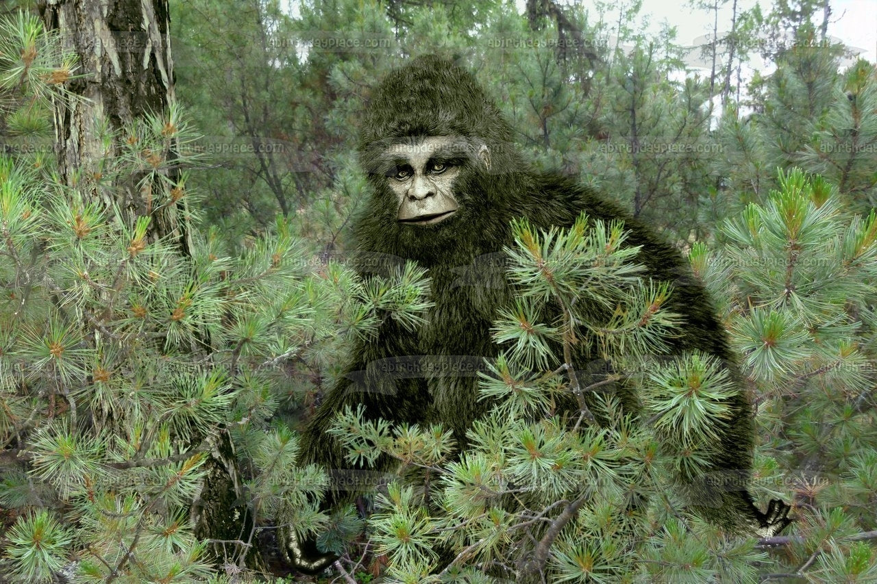 Brown Bigfoot Trees Bushes Edible Cake Topper Image ABPID15522