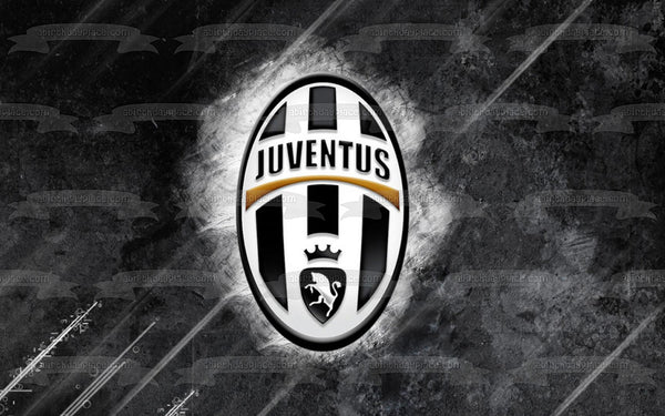 Juventus FC Soccer Club Logo Black Background Edible Cake Topper Image ...