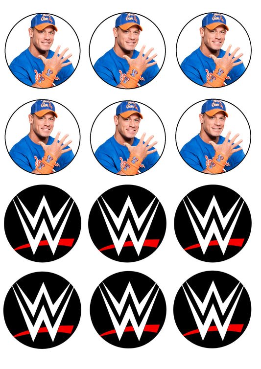 WWE World Wrestling Logo John Cena Edible Cupcake Topper Images ABPID21800