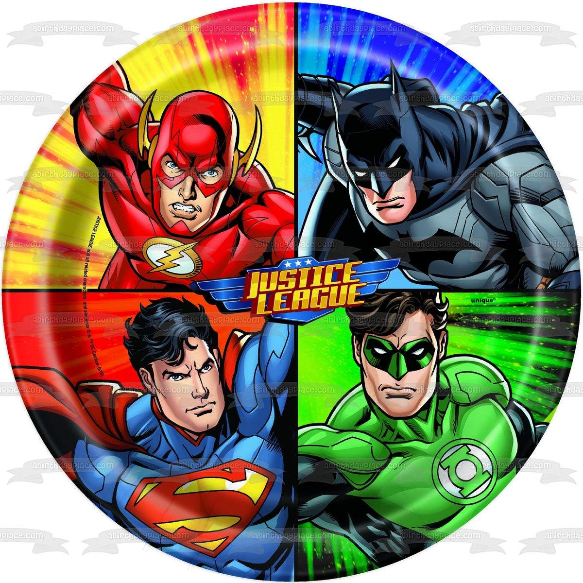 Justice League Logo the Flash Batman Superman Green Lantern Edible Cak ...