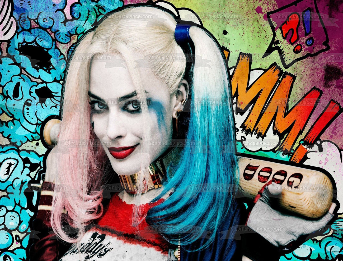 DC Comics Harley Quinn Fondo de graffiti Imagen comestible para decoración de tarta ABPID21848 