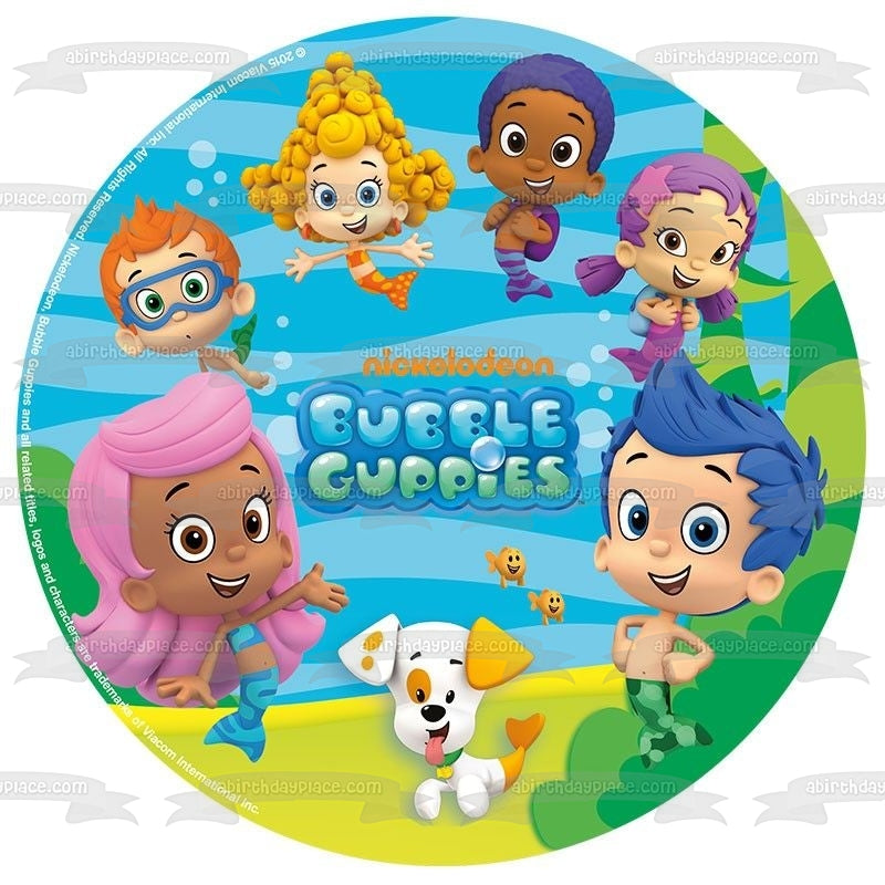 Bubble Guppies Log Gil Molly Deema Goby Oona Nonny Ocean Background Edible Cake Topper Image ABPID21904