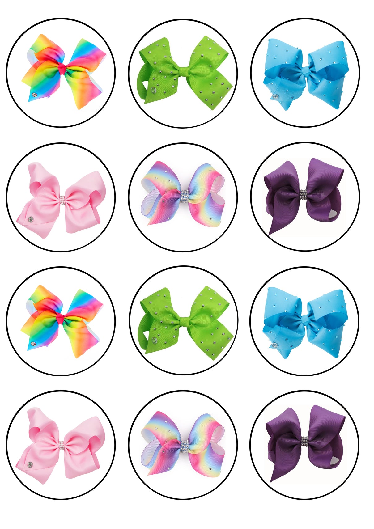 Jo Jo Siwa Bows Tye Dyed Green Blue Pink Purple Edible Cupcake Topper Images ABPID21924