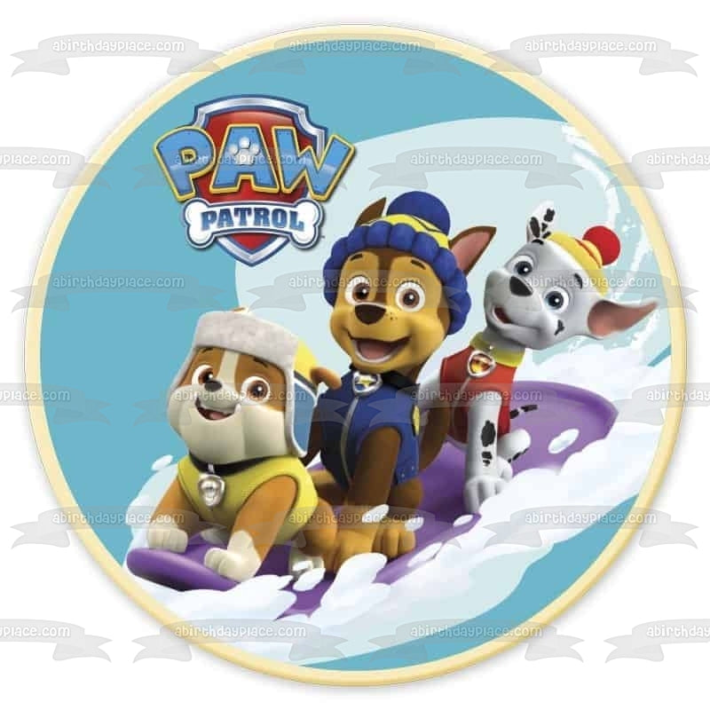 Decoración comestible para tarta con trineo de nieve de Paw Patrol Rocky Chase Marshall ABPID21992 