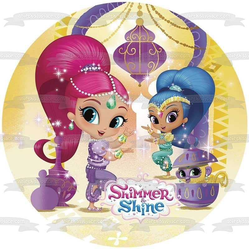 Adorno comestible para tarta con diseño de mono mascota Shimmer and Shine, imagen ABPID22027 