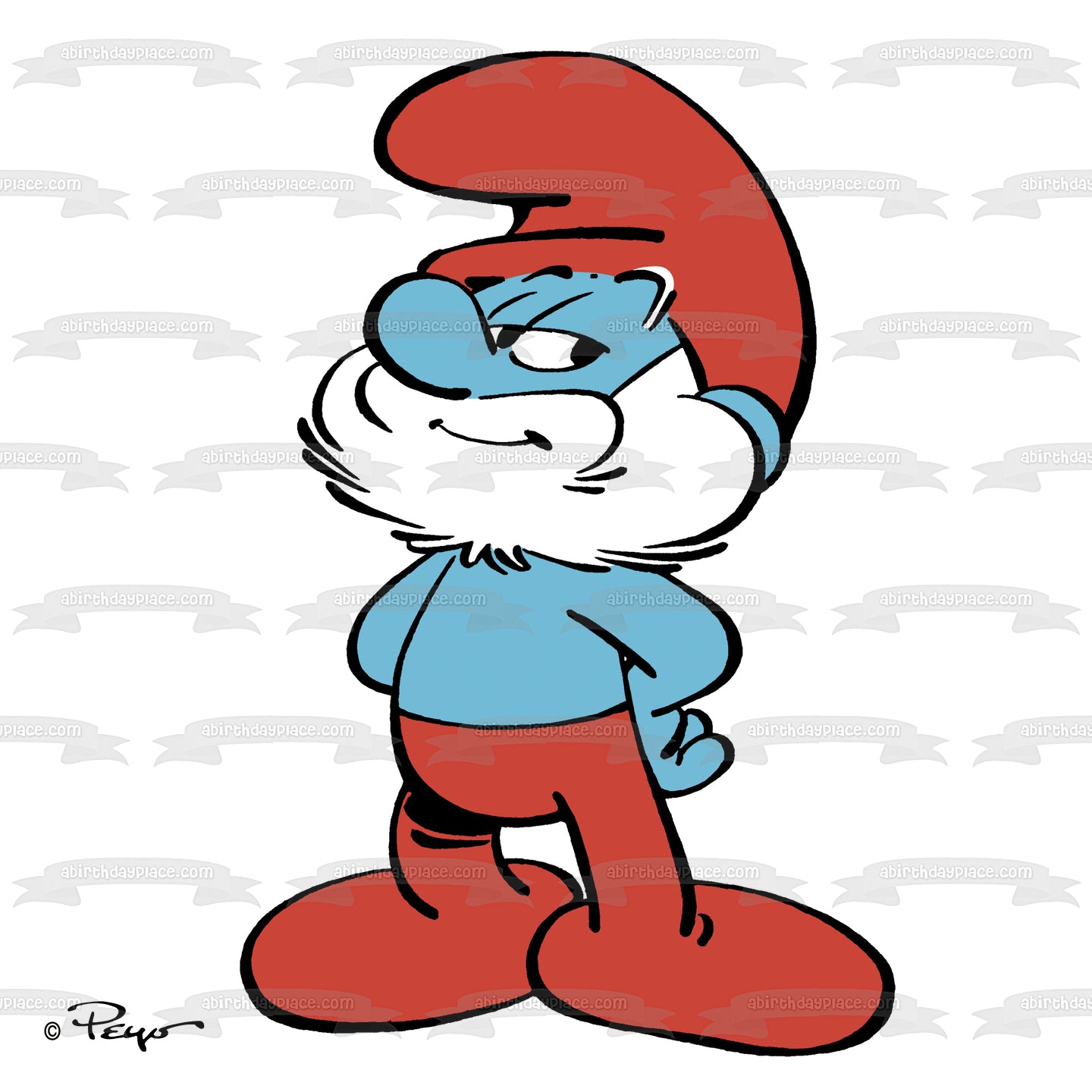 The Smurfs Papa Smurf Smiling Edible Cake Topper Image ABPID22029