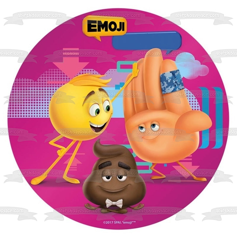 Adorno comestible para tarta con cara sonriente de Emoji High Five Pou, imagen ABPID22030 