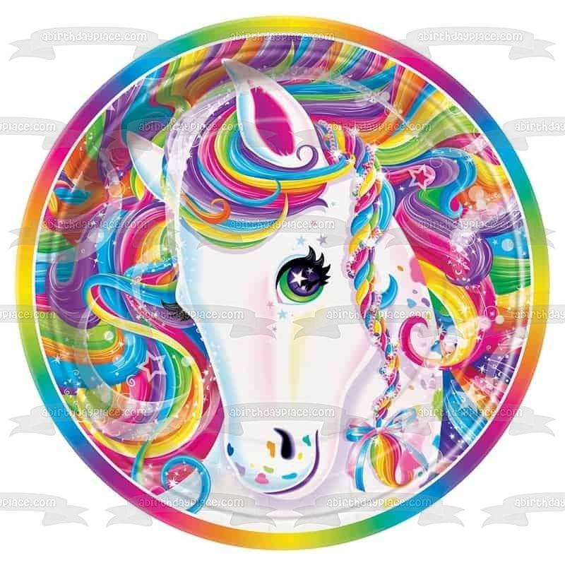 Unicorn Rainbow Hair Edible Cake Topper Image ABPID22036