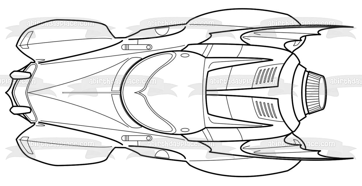 DC Comics Batmobile Black and White Edible Cake Topper Image ABPID22119