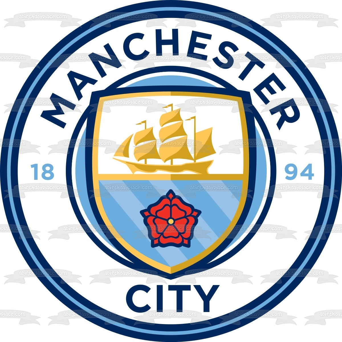 Manchester City Football Club Logo Soccer Edible Cake Topper Image ABPID22147