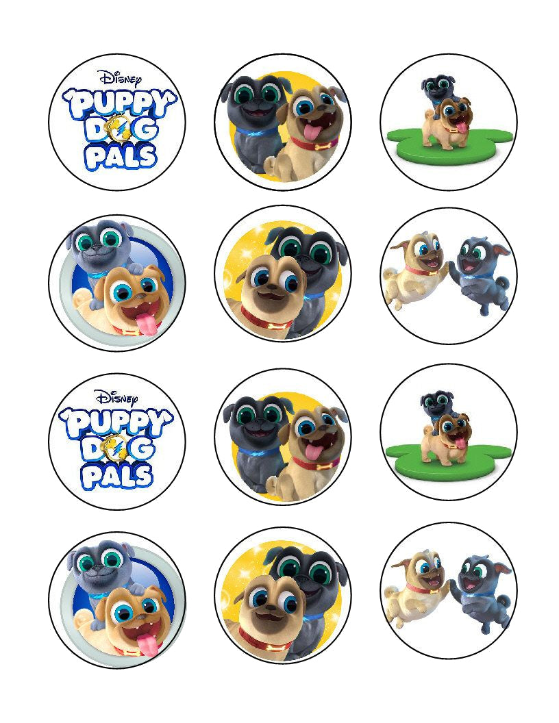 Disney Puppy Dog Pals Logo Bingo Rolly Edible Cupcake Topper Images ABPID22155