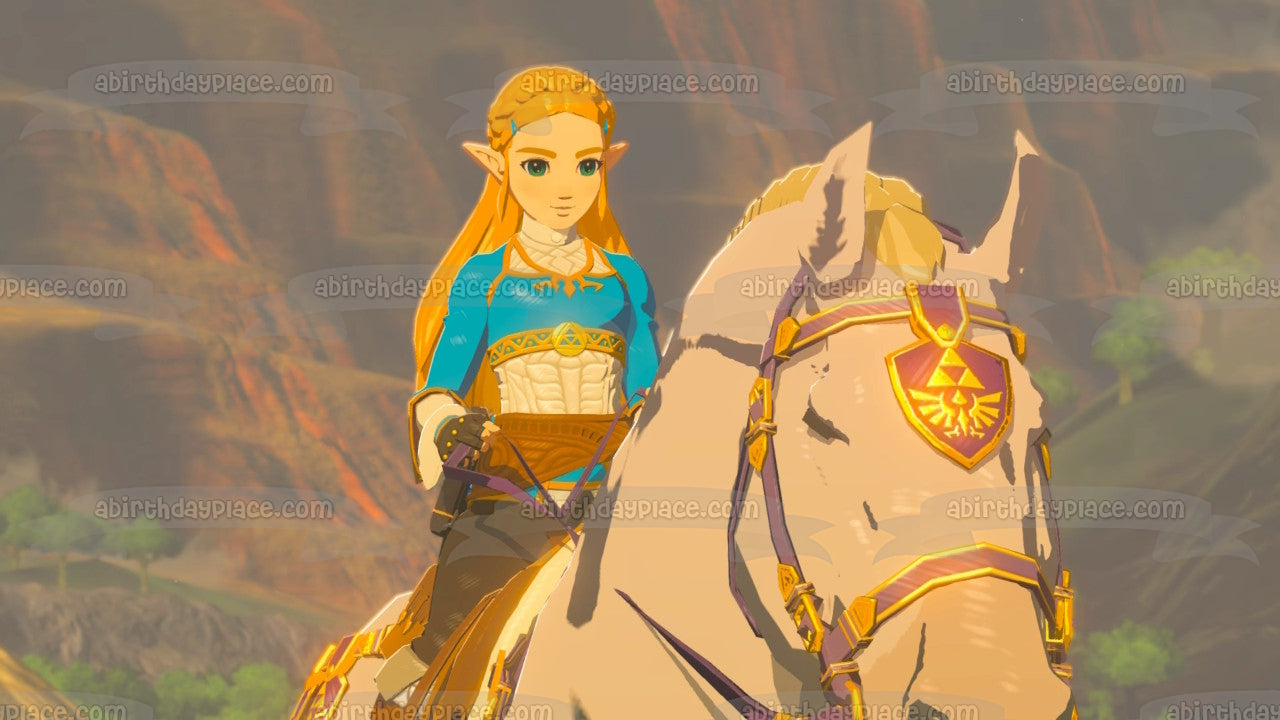 Decoración comestible para tarta con la leyenda de Zelda Breath of the Wild Zelda Horse Storm, imagen ABPID22360 