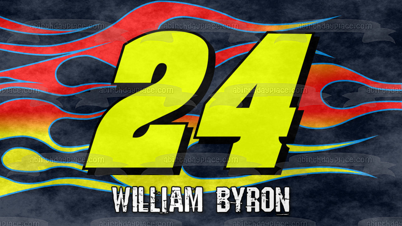 Nascar William Byron 24 Flames Logo Edible Cake Topper Image ABPID22402