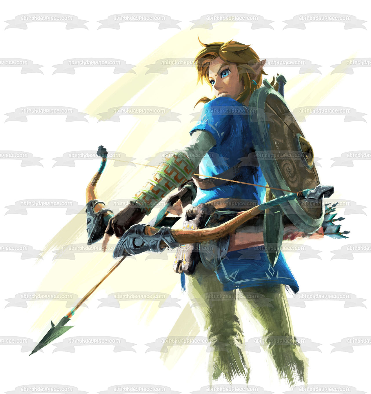 Figura decorativa comestible para tarta con lazo y flecha de Legends of Zelda Breath of the Wild Link ABPID22509 