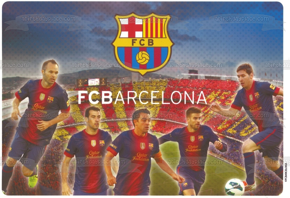 Fcb Barcelona Logo Barça Football Players Soccer Edible Cake Topper Image ABPID24123