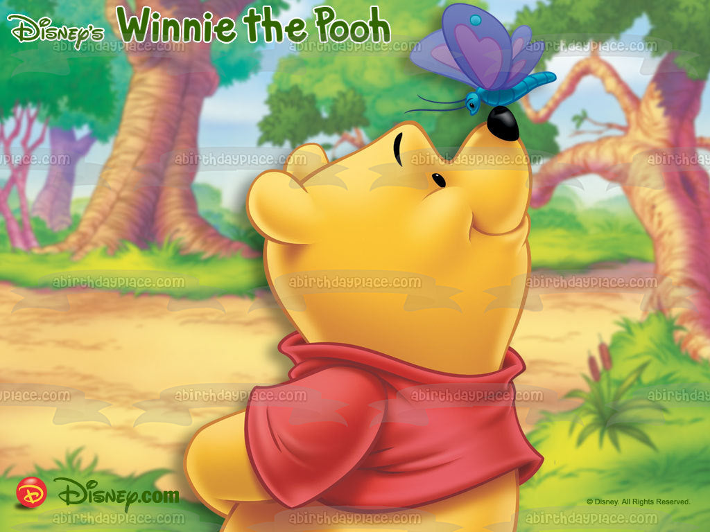 Disney Winnie the Pooh Butterfly Trees Background Edible Cake Topper Image ABPID24453