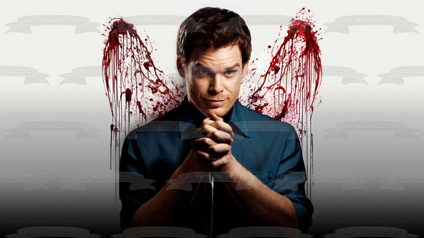 Dexter Blood Splatter Angel Wings Edible Cake Topper Image ABPID26936