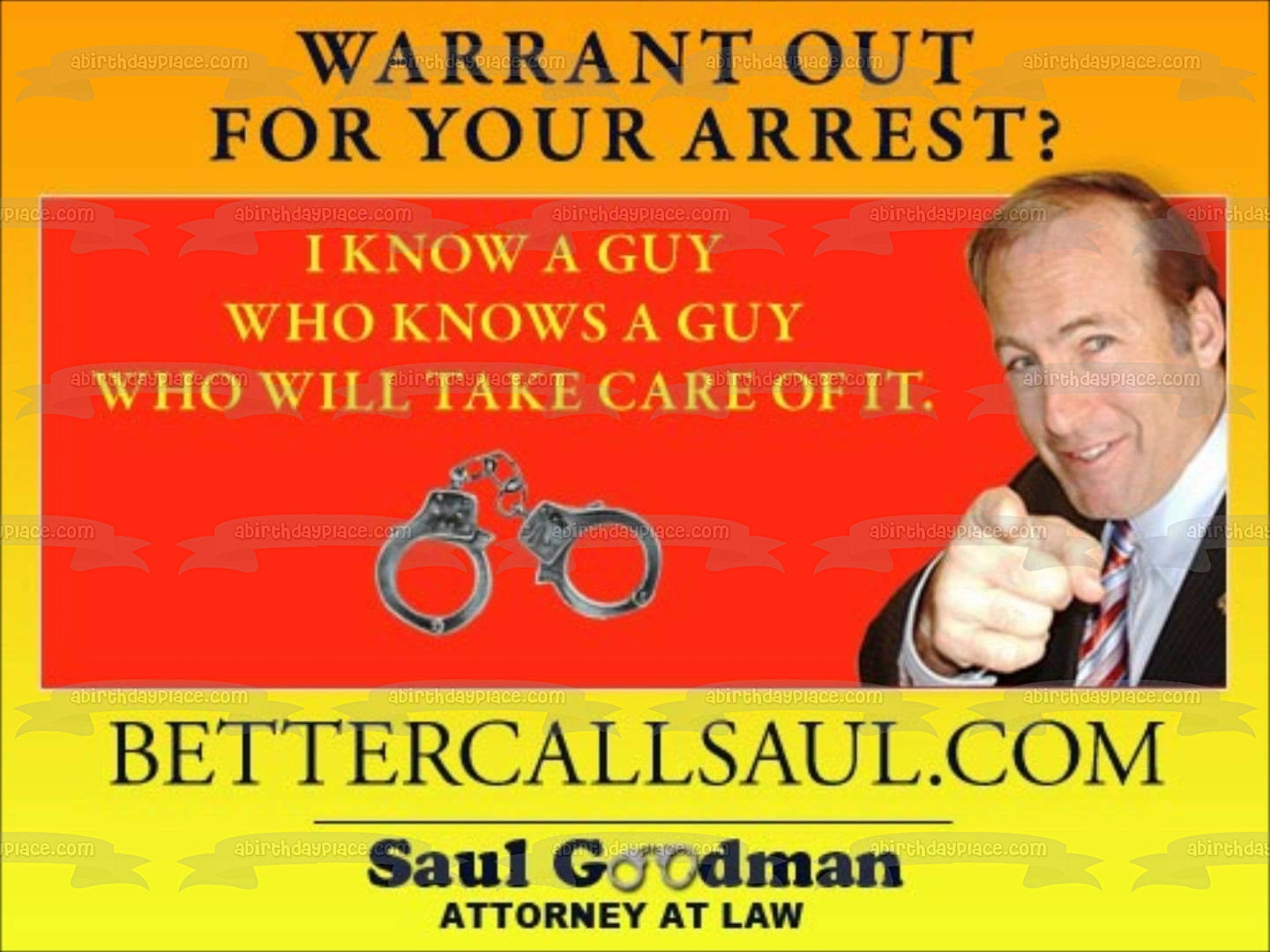 Better Call Saul Saul Goodman Abogado Bill Board Imagen comestible para tarta ABPID27057 