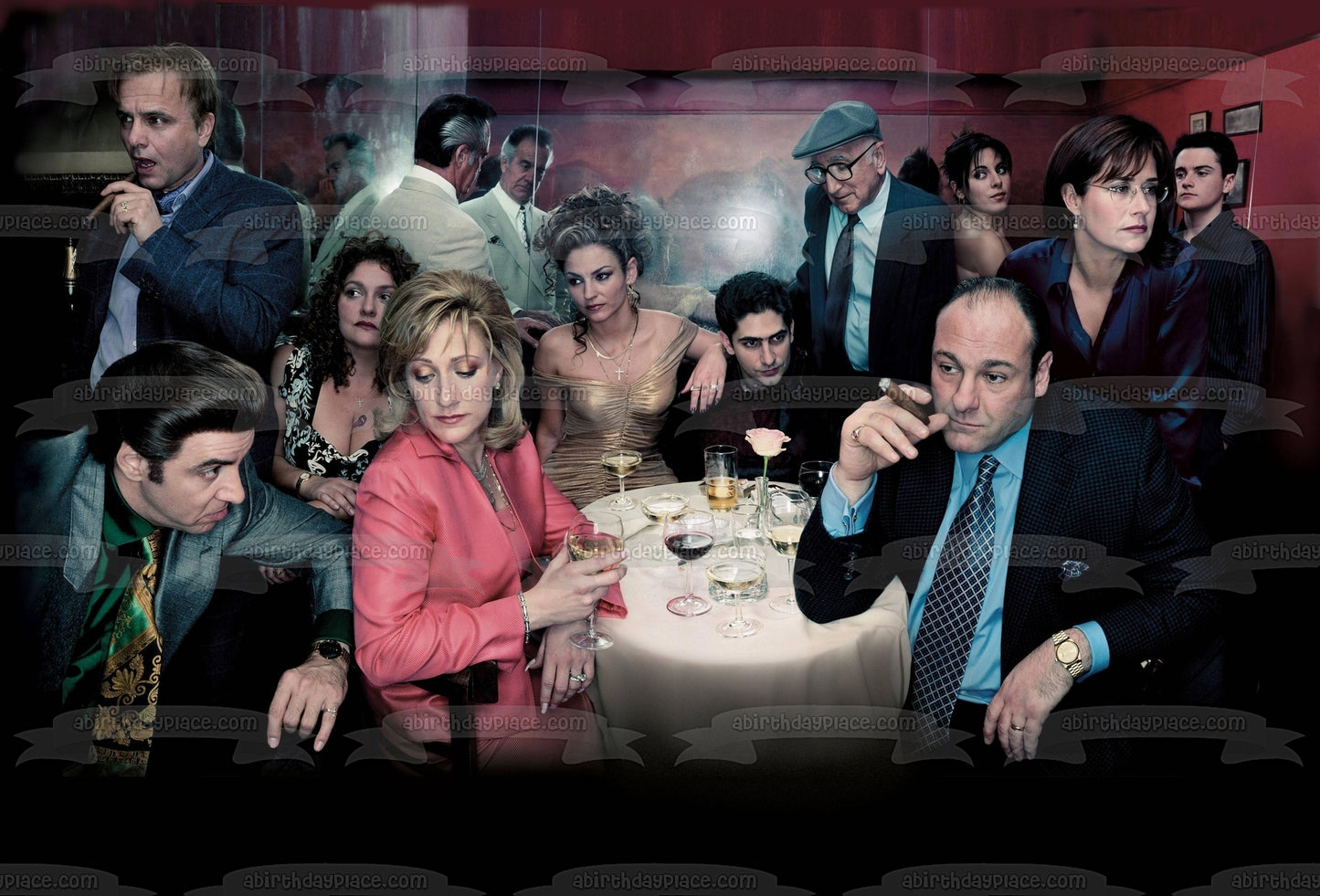 The Sopranos Tony Soprano Jennifer Melfi Paulie Gualtieri Carmela Soprano Adriana La Cerva Silvio Dante Edible Cake Topper Image ABPID27103