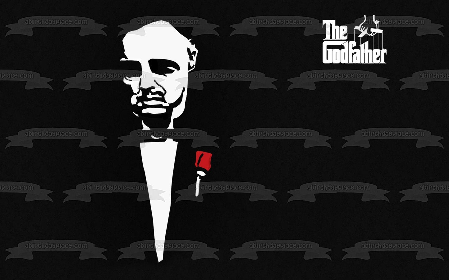 El padrino Vito Corleone blanco y negro rosa roja comestible decoración para tarta imagen ABPID27131 