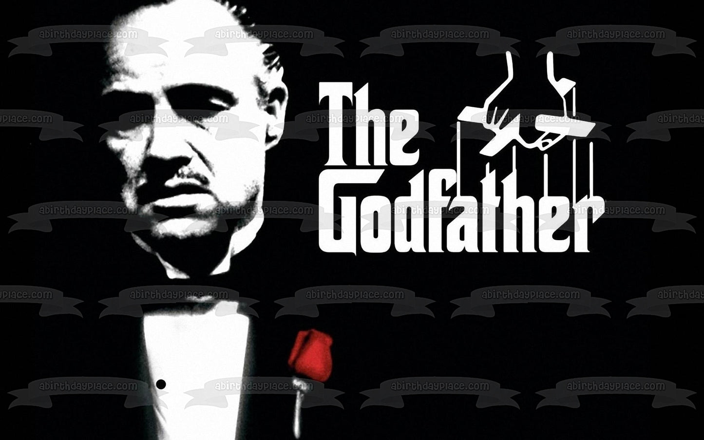 El Padrino Vito Corleone Blanco y Negro Rosa Roja Titiritero Cuerdas Decoración comestible para tarta Imagen ABPID27132 