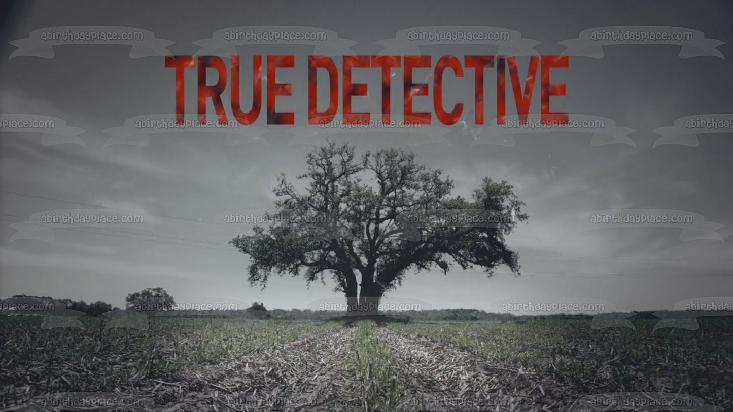 Imagen comestible para decoración de tarta con árbol de campo de True Detective, cielo gris, ABPID27176 