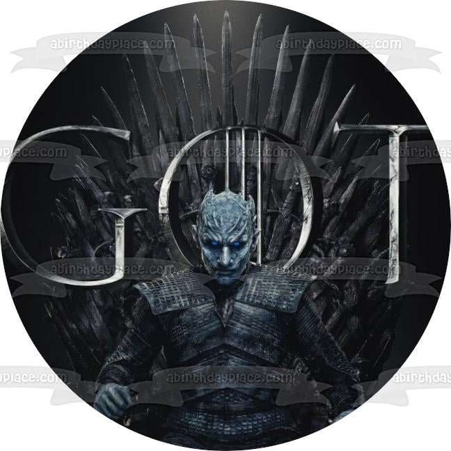 Game of Thrones Iron Throne Night King Black Background Edible Cake Topper Image ABPID27206