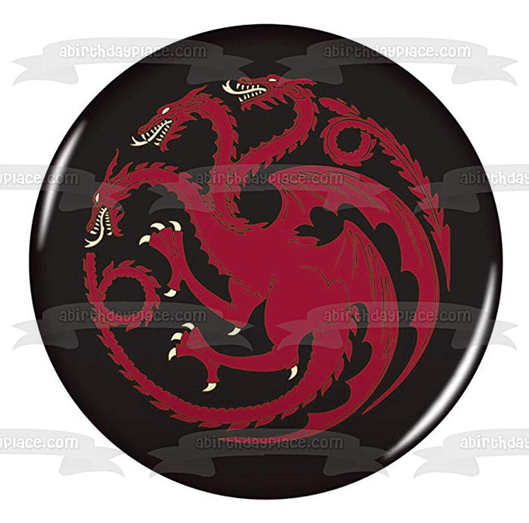 Emblema de la Casa Targaryen de Juego de Tronos, fondo negro, decoración comestible para tarta, imagen ABPID27217 