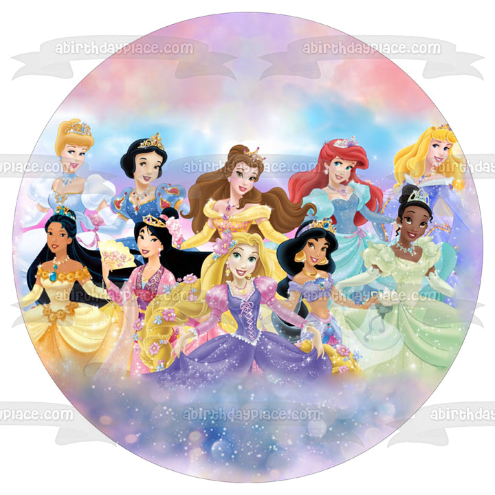 Princesa Disney Ariel Aurora Bella Blancanieves Jazmín Cenicienta Tiana Pocahontas Rapunzel Mulan Imagen comestible para tarta ABPID27316 