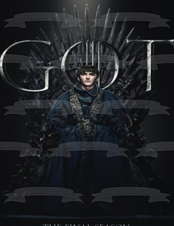 Game of Thrones Bran Stark Iron Throne Black Background Edible Cake Topper Image ABPID27317