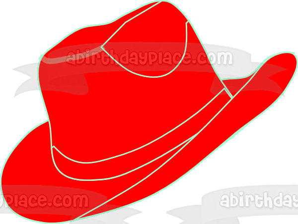 Red Cowboy Hat Edible Cake Topper Image ABPID27361