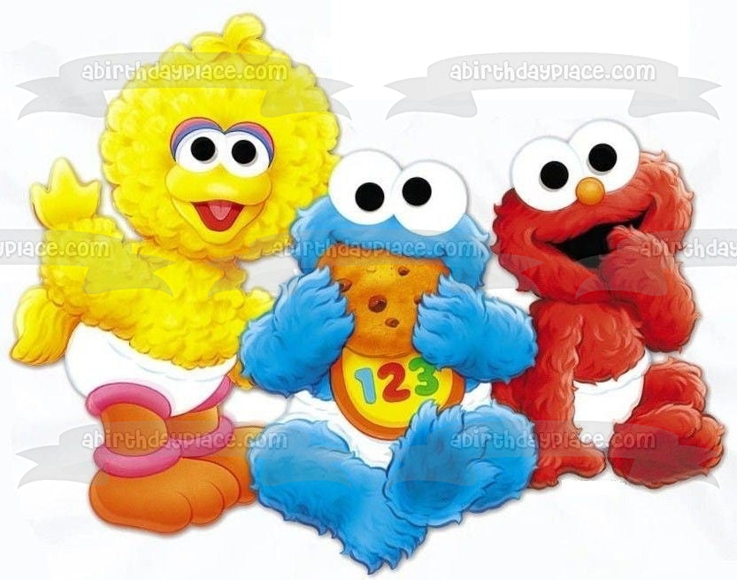 Sesame Street Baby Big Bird Baby Elmo Baby Cookie Monster Edible Cake Topper Image ABPID27380