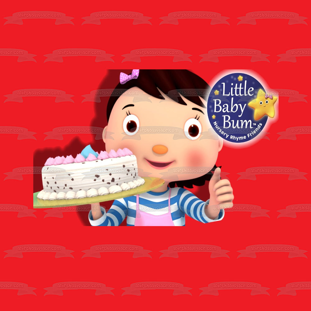 Imagen de adorno comestible para pastel con fondo rojo de pastel de cumpleaños de Little Baby Bum ABPID27392 