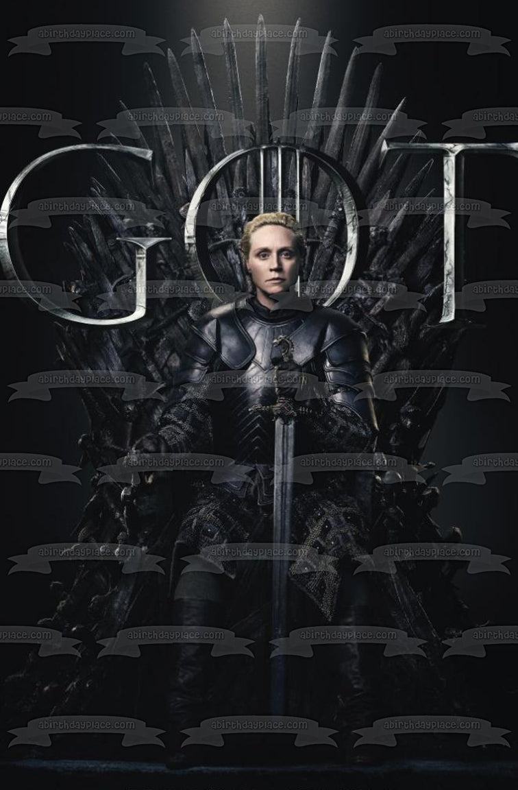 Juego de Tronos Brienne de Tarth Trono de Hierro Fondo Negro Decoración Comestible para Tarta Imagen ABPID27410 