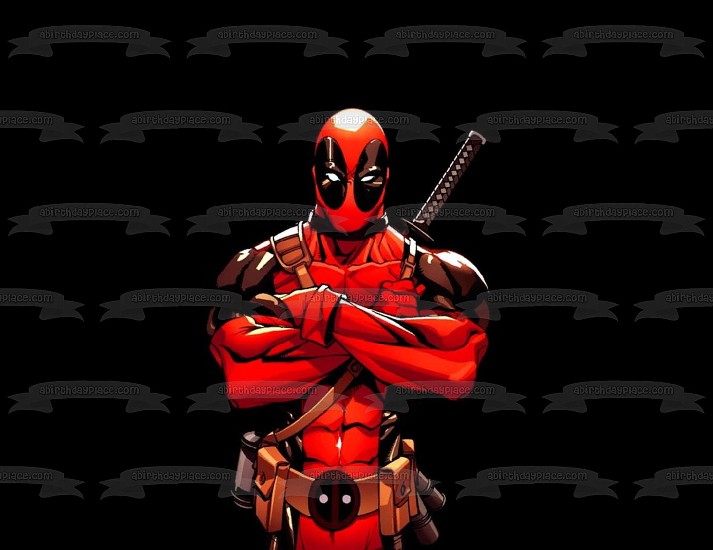 Marvel Deadpool Black Background Edible Cake Topper Image ABPID27413