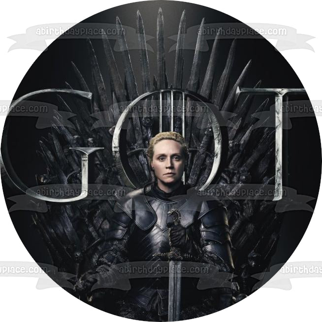 Game of Thrones Brienne of Tarth Iron Throne Black Background Edible Cake Topper Image ABPID27502