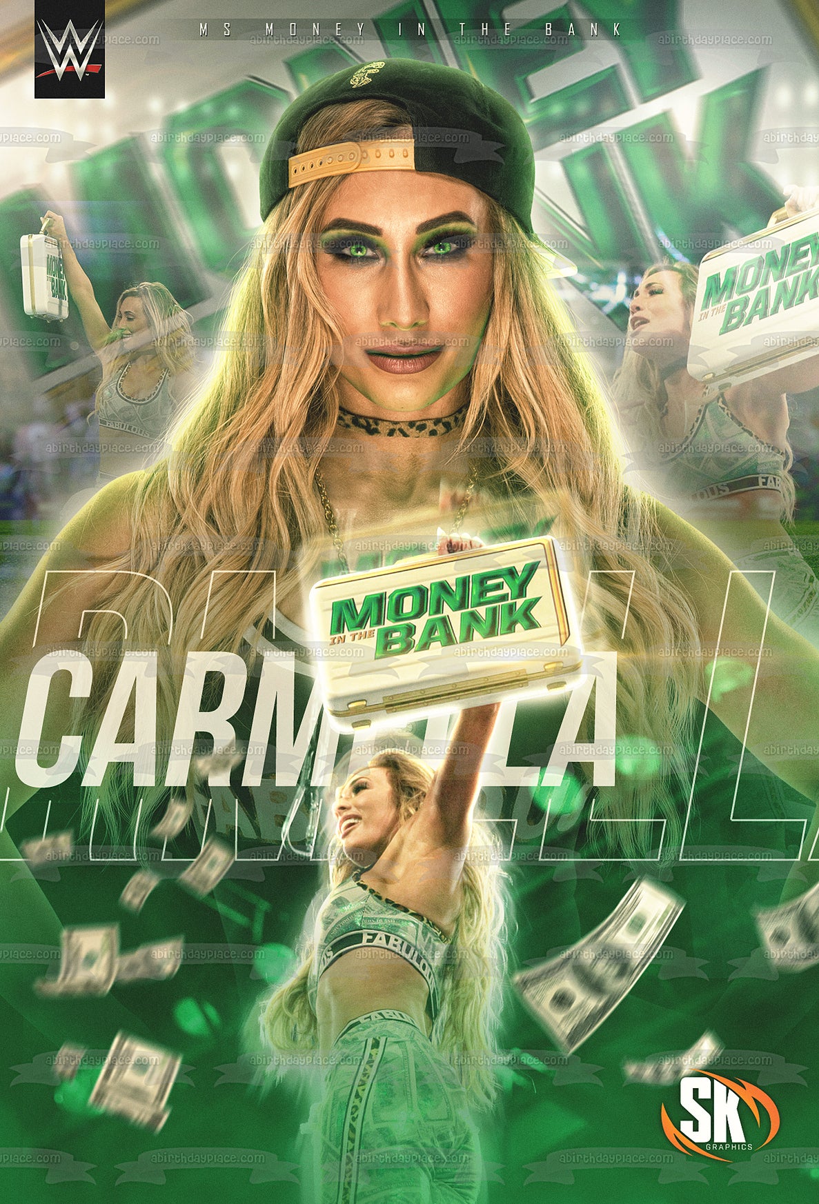 WWE World Wrestling Entertainment Carmella Michael Money In The Bank Imagen comestible para decoración de tarta ABPID27509 