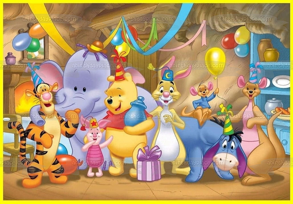 Disney Winnie the Pooh Eeyore Piglet Tigger Kanga Roo Rabbit Heffalump fiesta de cumpleaños comestible torta imagen ABPID27533 