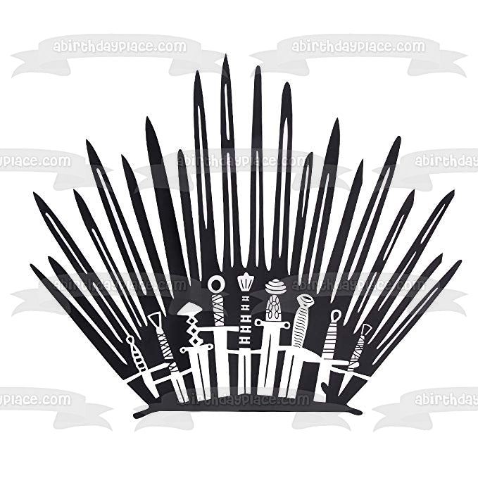 Game of Thrones Iron Throne Swords Silhouette Edible Cake Topper Image ABPID27581