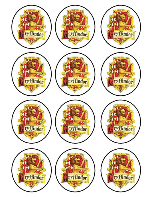 Harry Potter Gryffindor Crest Lion Edible Cupcake Topper Images ABPID27588