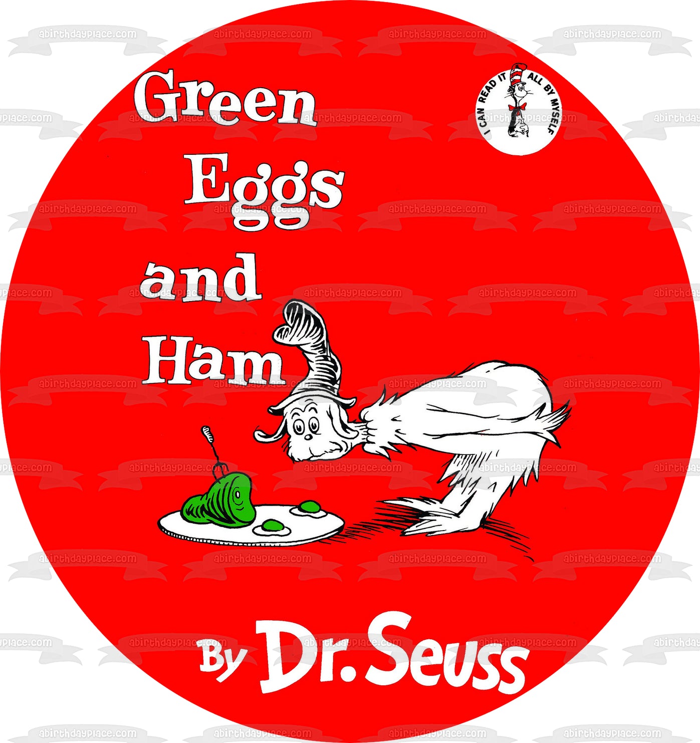 Dr. Seuss Green Eggs and Ham Book Cover Edible Cake Topper Image ABPID27590